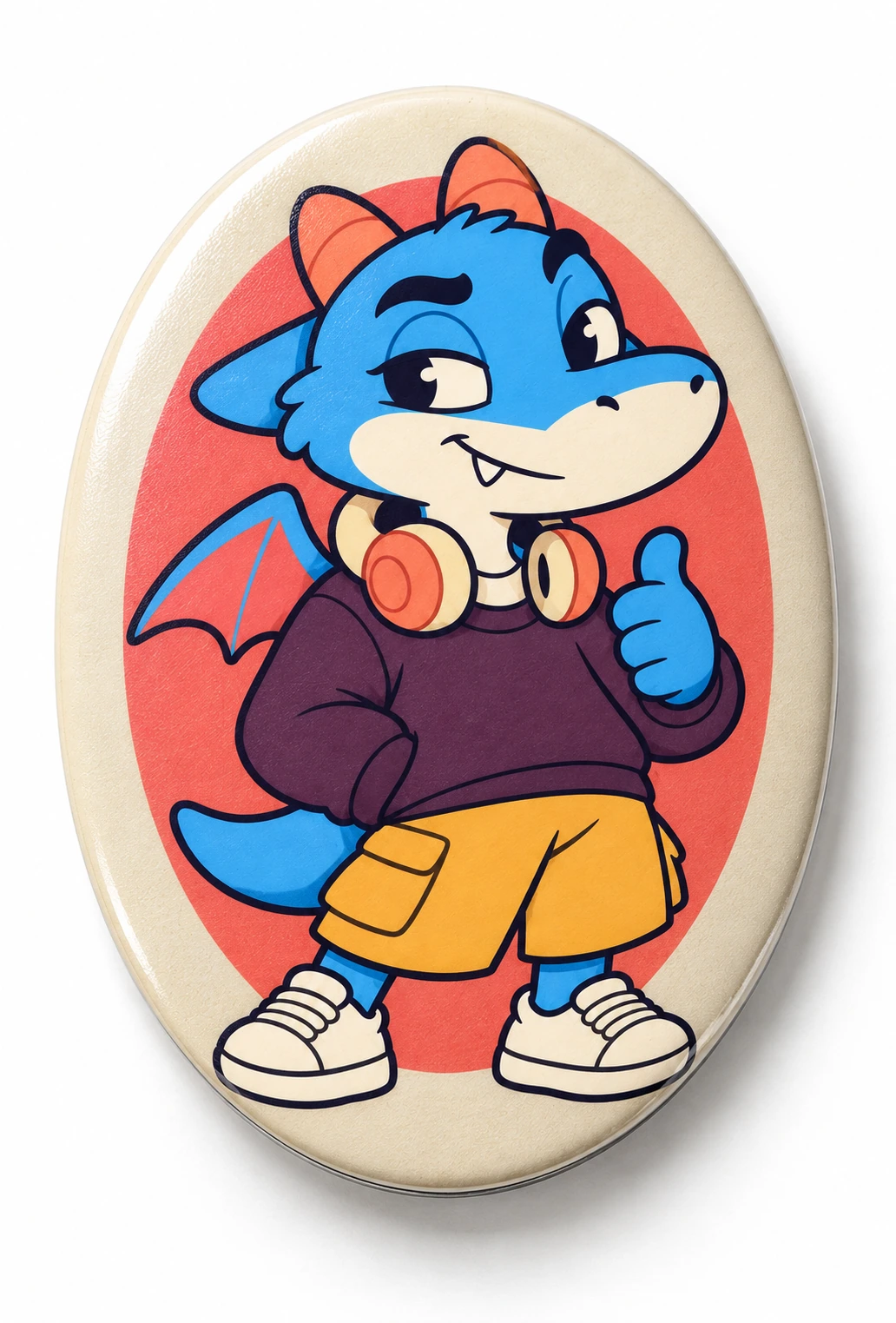 Oval tinplate button badges concept mockup