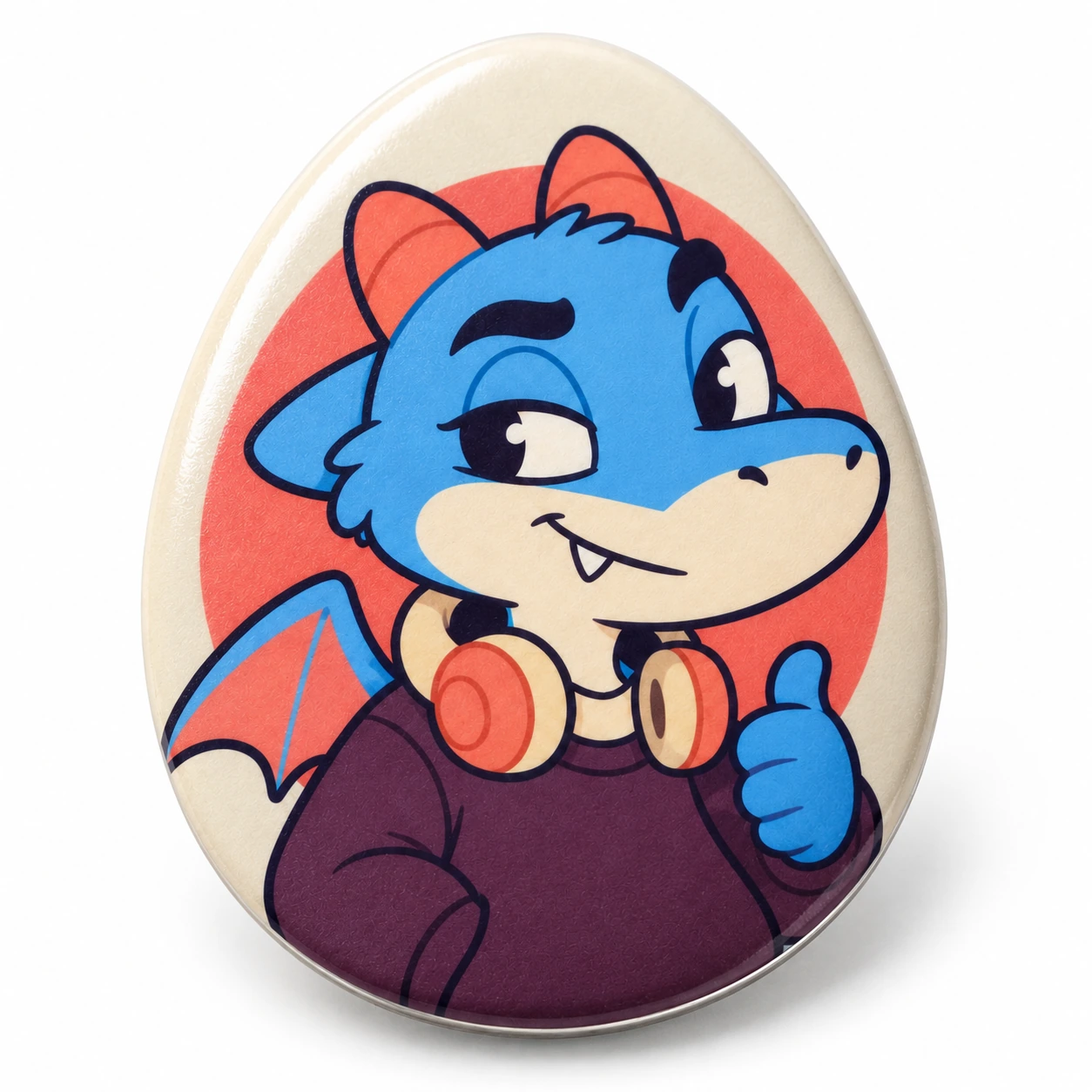 Egg-shaped tinplate badges concept mockup