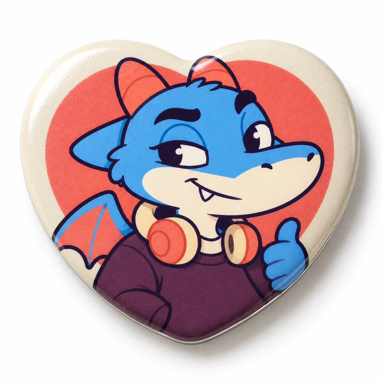 Heart-shaped tinplate badges concept mockup